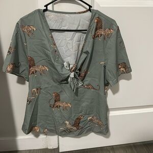 SHEIN size XL short sleeve women’s leopard shirt